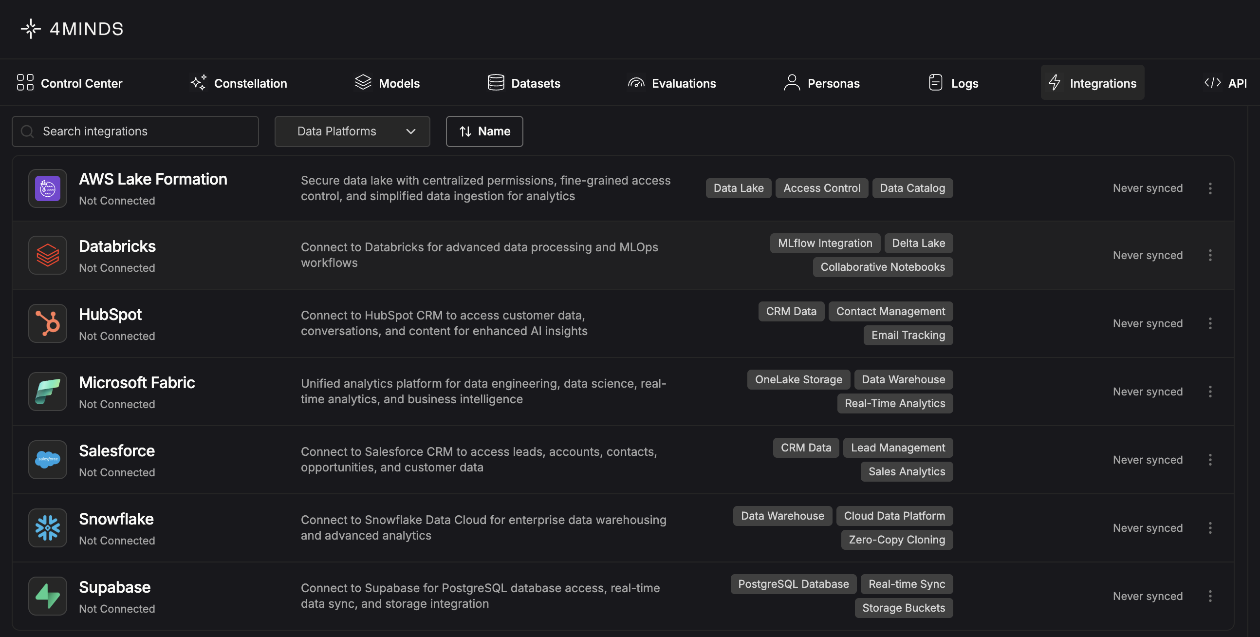 Add Integrations & Data Sources - 4MINDS